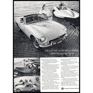 1973 MG MGB Convertible Roadster Vintage Print Ad Hydroplane Race Boat Wall Art